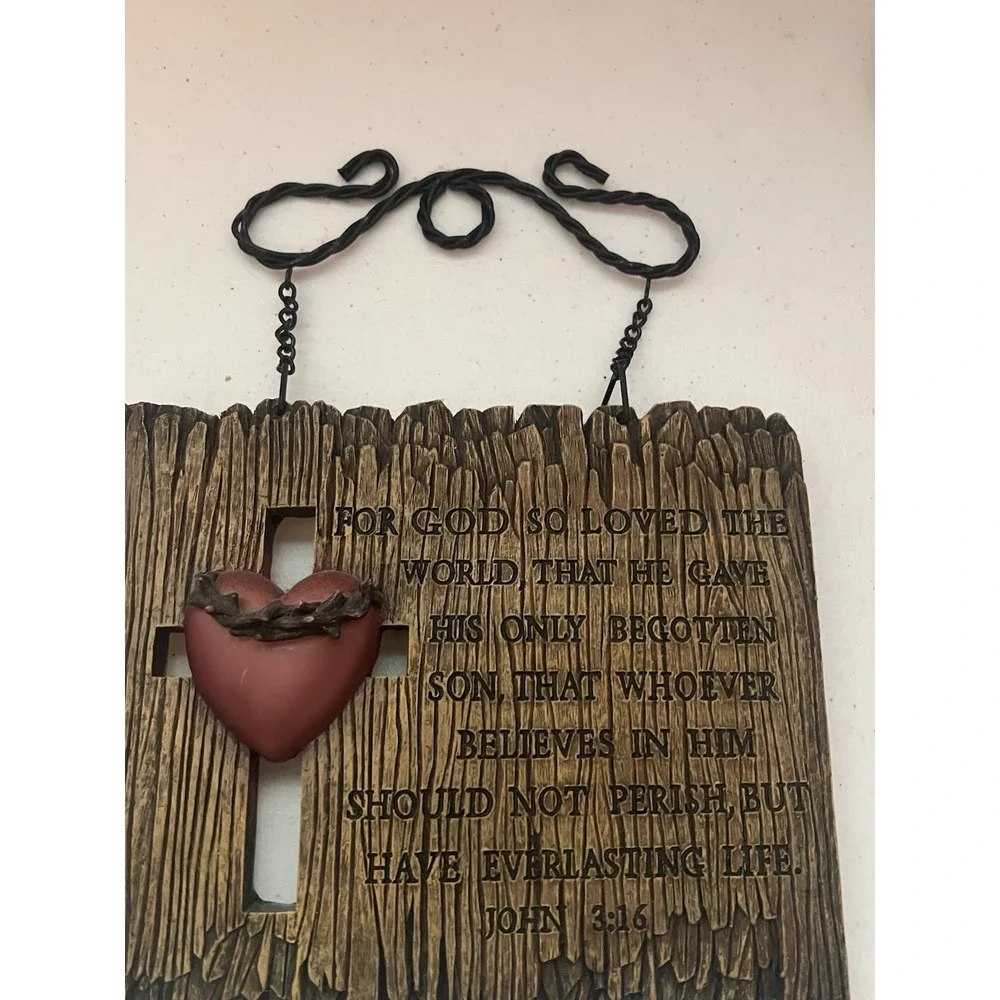 John 3:16 Resin Cross Thorn Crown Cross Wall Hanging 8